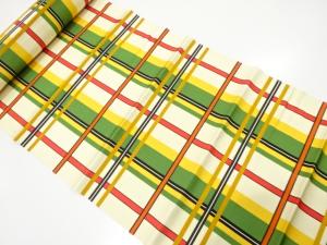 アンティーク　格子模様織り出し　八寸帯地反物